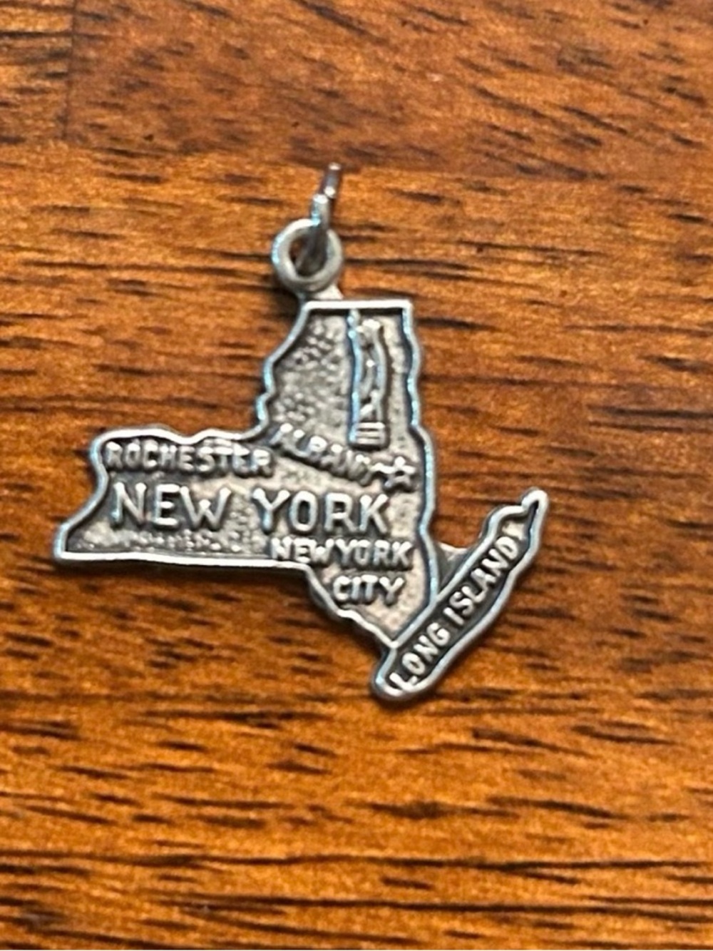 New York State Map Charm Pendant - Sterling Sliver 925